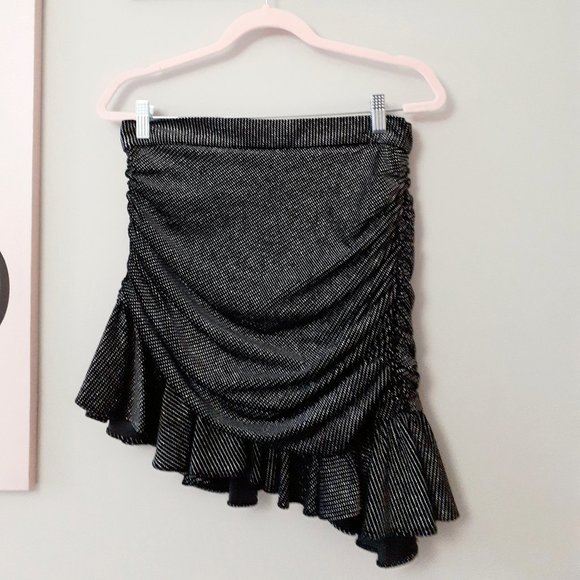 NWT Zara black & silver sparkly ruched mini skirt - Picture 7 of 11